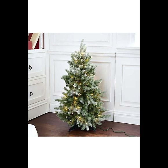 Valerie  3' Twinkling Frosted Slim Colonial Christmas Tree Clear - Picture 1 of 1